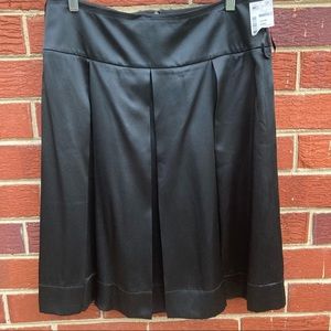 CALVIN KLEIN BLACK PLEADED MIDI 100% SILK SKIRT SIZE 8 NWT